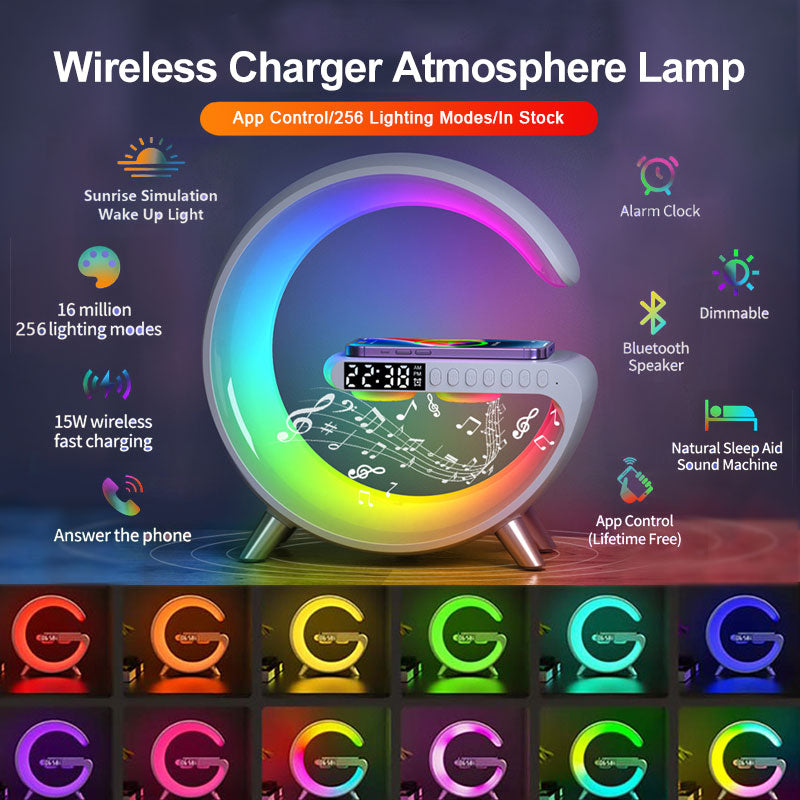 2023 IllumiBeat: Smart LED Lamp with Speaker, Wireless Charger & Atmosphere Effects - App Control for Bedroom & Home Decor