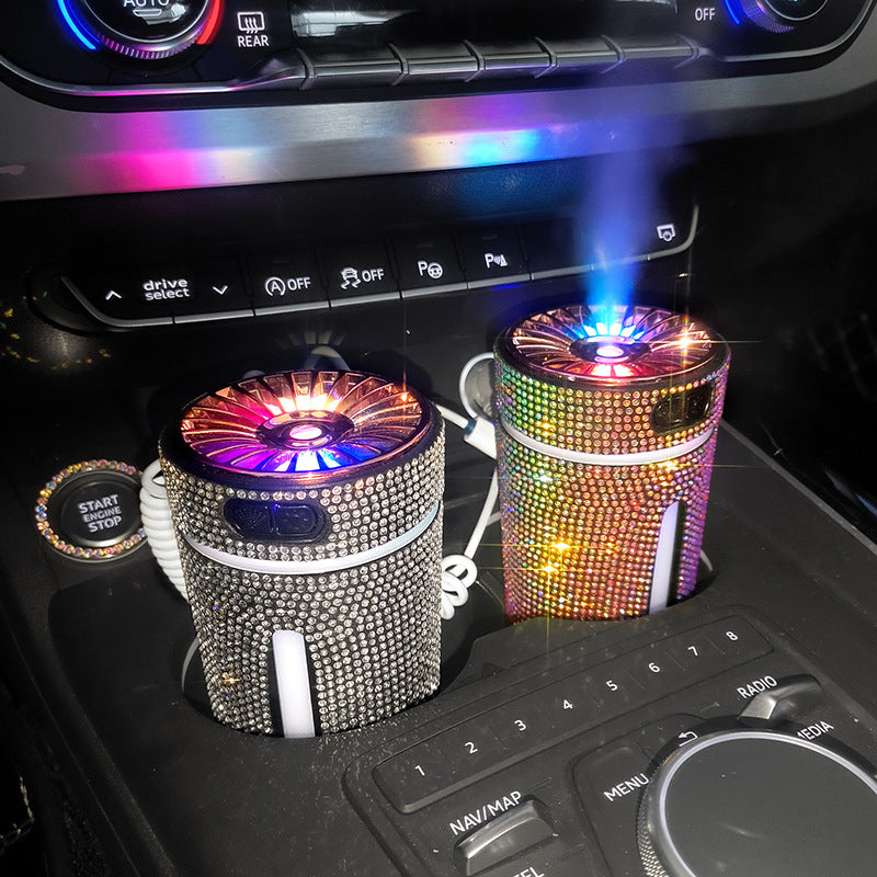 Luxury Diamond Car Humidifier LED Light Car Diffuser Auto Air Purifier Aromatherapy Diffuser Air Freshener Car Accessories For Woman